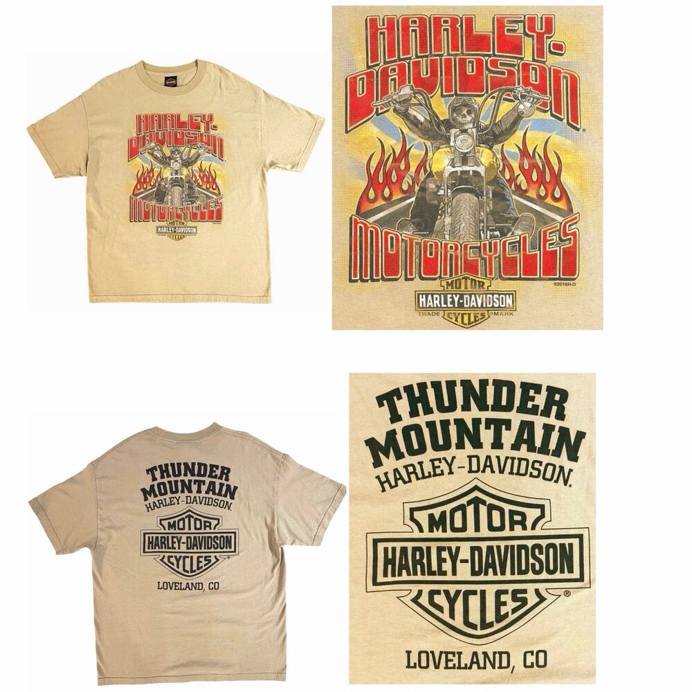 Harley Davidson Shirt Mens XL Thunder Mountain Loveland Colorado Motorcycle Y2K
